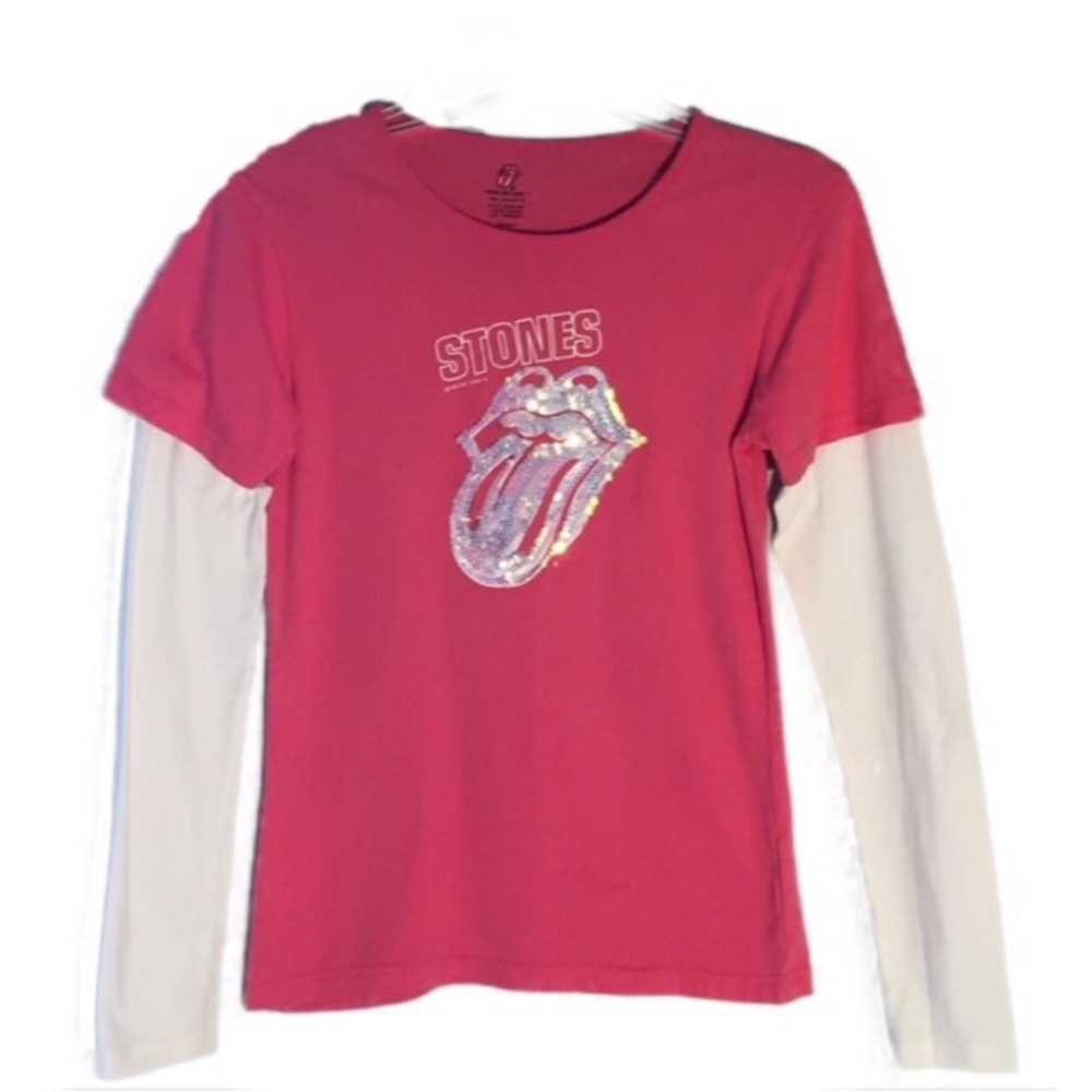 COPY - Rolling Stones Pink With Sequins Long Sleeved Sz M